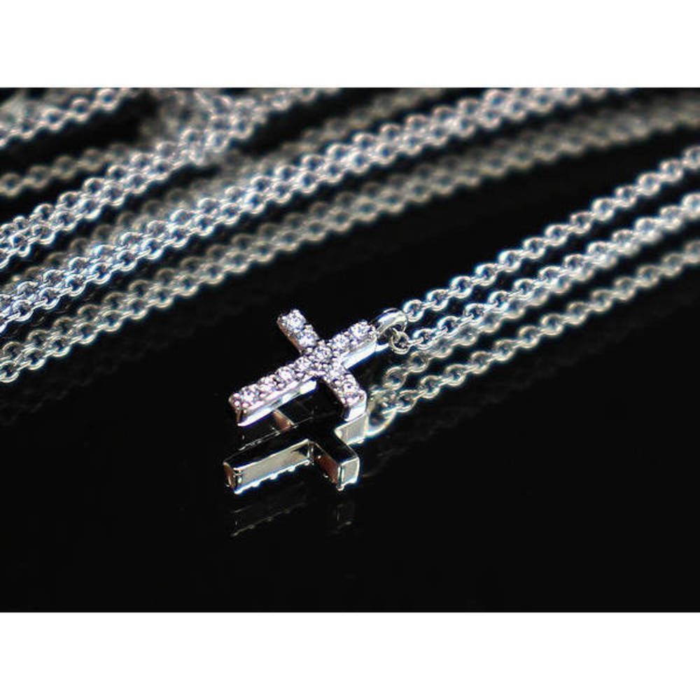 Tiffany Metro Cross Mini Necklace Diamond K18 White Gold - Picture 7 of 8